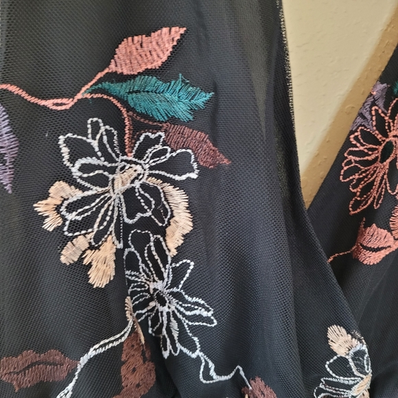 Lapis black, orange, and green sleeveless  floral dress. - Picture 2 of 9